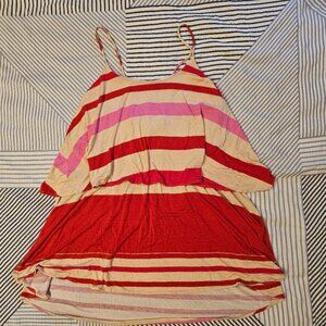 Patterson Kincade Pink, Red and Beige Hi-Lo Spaghetti Strap Top